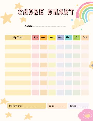 blank kids chore chart
